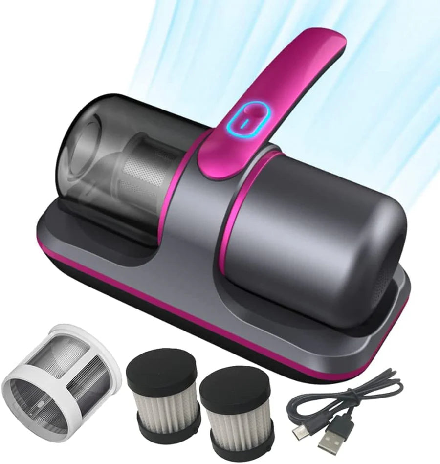 Wireless Vacuum Cleaner Dust Mite Remover, UV Mattress Bed Pet Hair Pillows Sofas Carpets Individual Filter Element