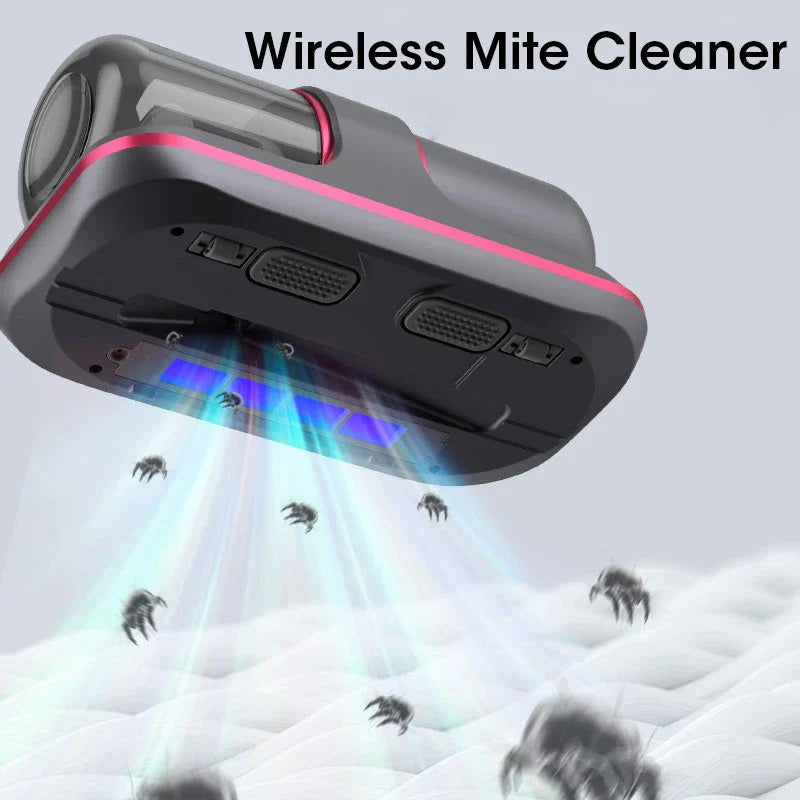 Wireless Vacuum Cleaner Dust Mite Remover, UV Mattress Bed Pet Hair Pillows Sofas Carpets Individual Filter Element